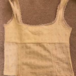 Edikted Light Yellow Lace Trim Tank Top